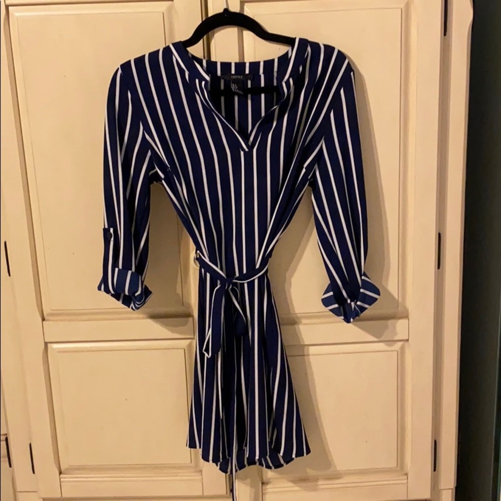 Blue and white stripe dress